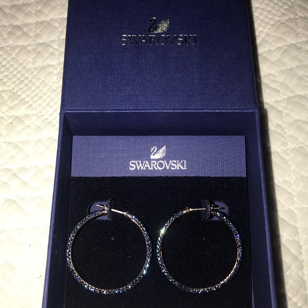 Swarovski Blue Hoop Earrings